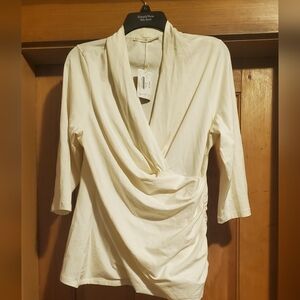 Elegant Cream Drape Top Peruvian Connection Sz Xl Ivory